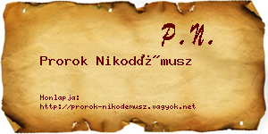 Prorok Nikodémusz névjegykártya